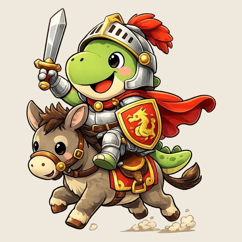 Dinosaurier-Ritter reitet Esel 