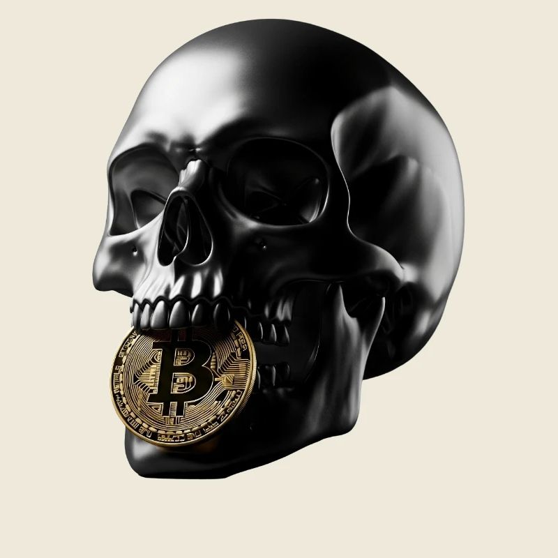Conception de la crâne Bitcoin pour les fans de cryptomonnaies