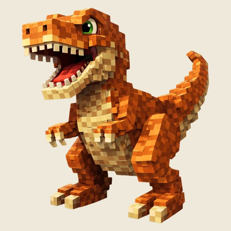 Orange Pixel-T-Rex