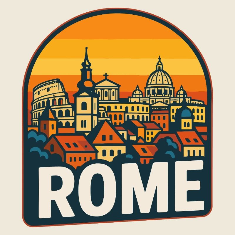 Rome Skyline Retro Sonnenuntergangs-Kolosseum-Kunst