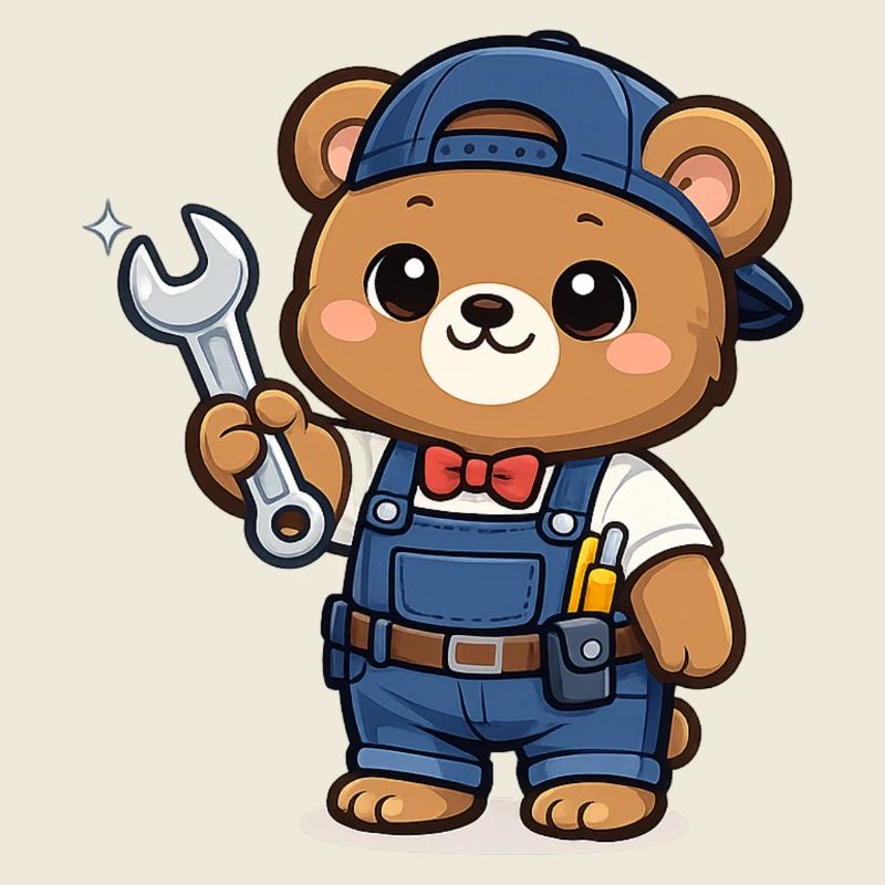 Petit Ours Artisan avec une clé à molette