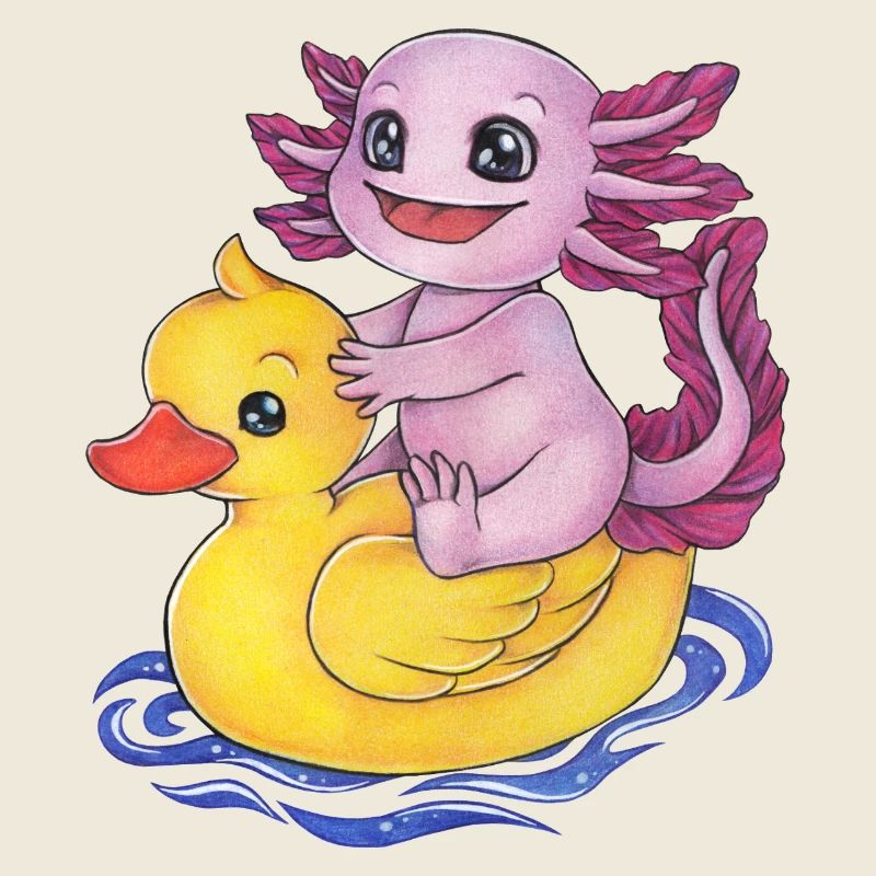 Niedliches Axolotl mit Quietscheentchen Lustig