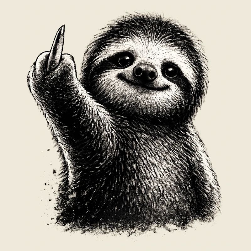 Freches Faultier Mittelfinger