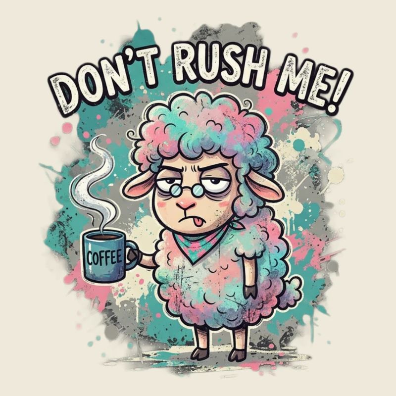 Dont Rush Me Kaffee Schaf Cartoon