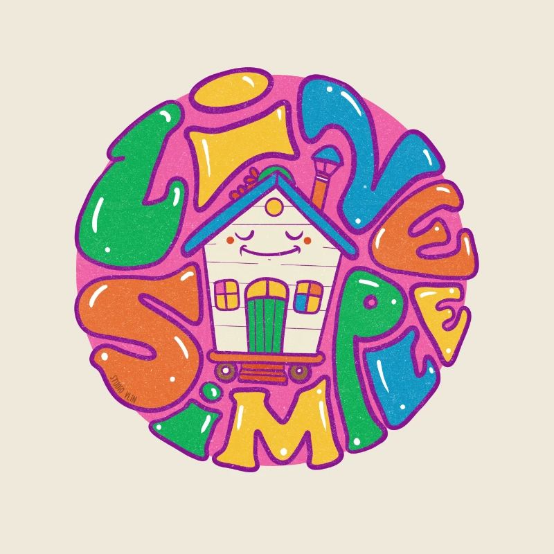 Tiny House Live Simple avec contour violet