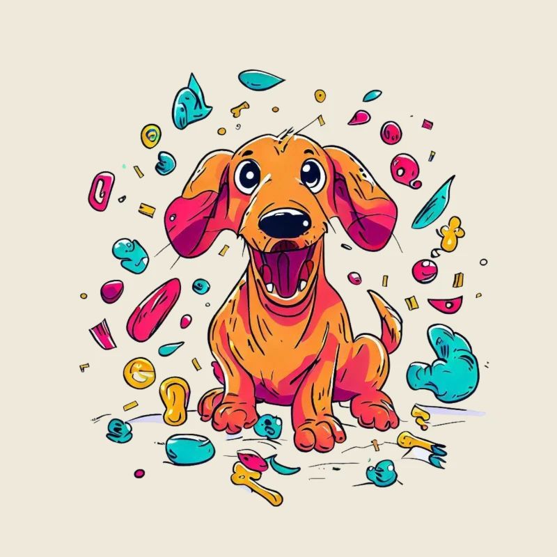 Méfait espiègle du chiot teckel