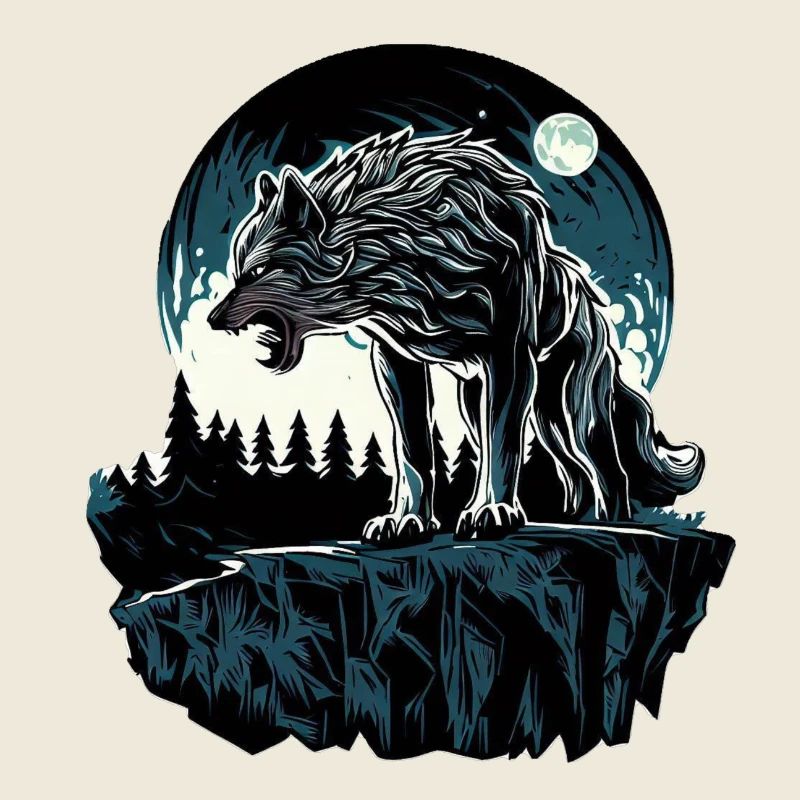 Majestic Wolf Under Moonlight