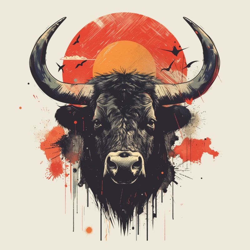 Stierhörner Gesicht Digitale Kunst Bunt