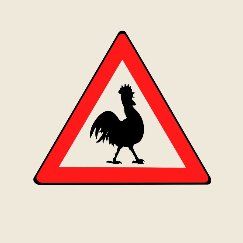 Hühnerwarnschild mit Humor