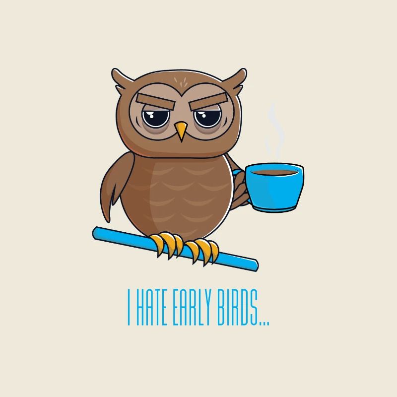 Nachteule mit Kaffee