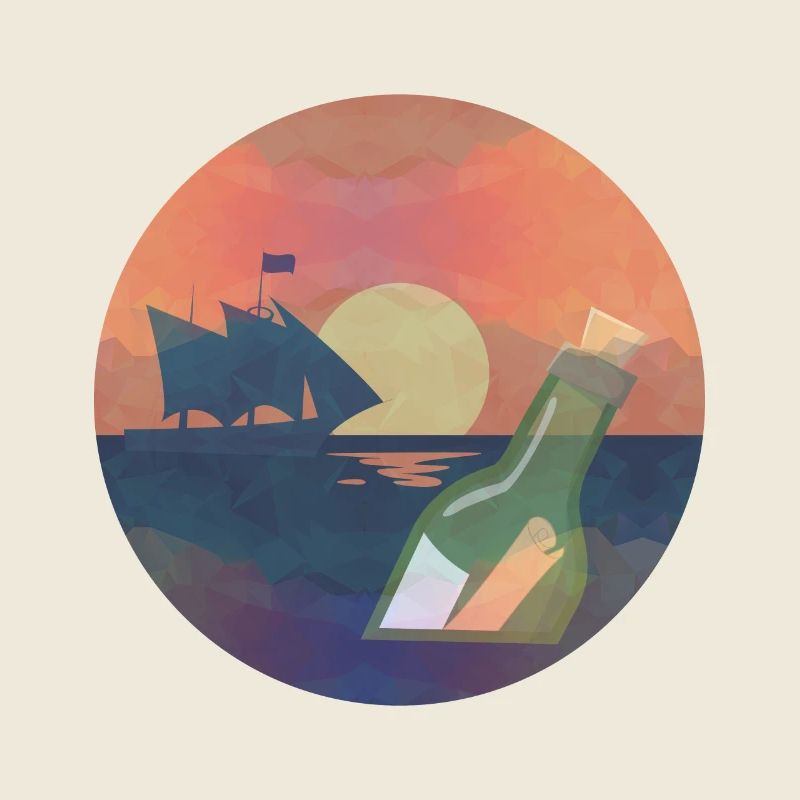 Message in a bottle / sailboat / sailing