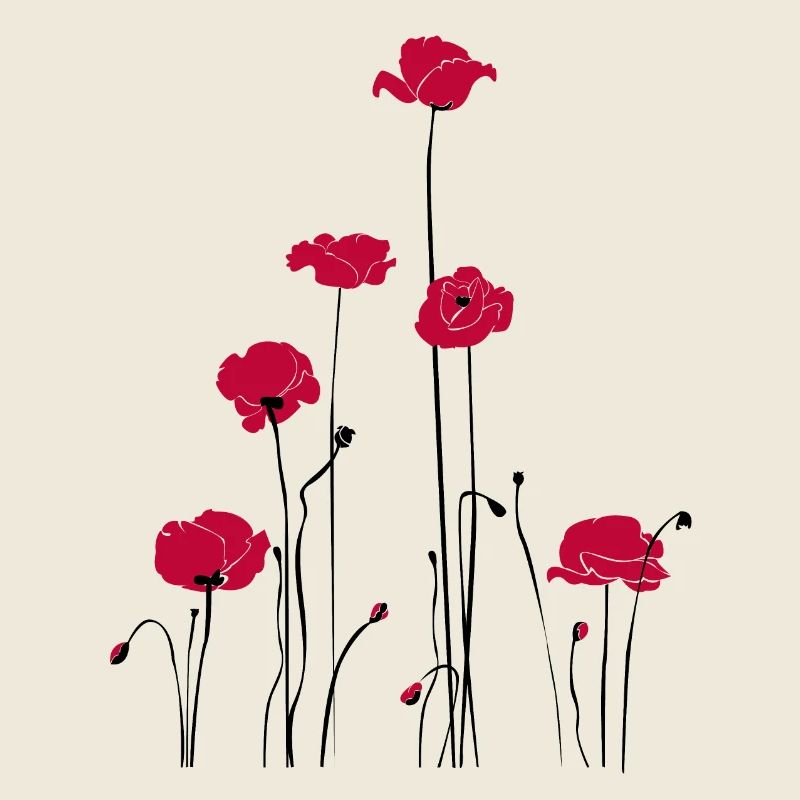 Abstrakte Florale Linienkunst. Mohn