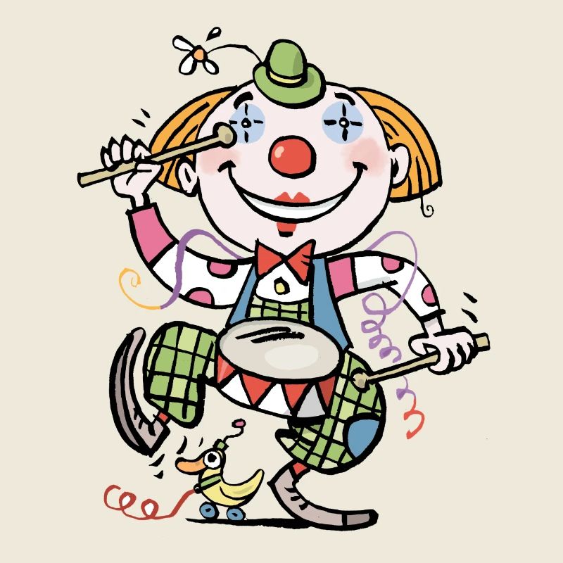 Design du batteur clown de dessin animé