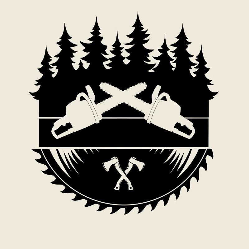 Logo de la hache de tronçonneuse bûcheron