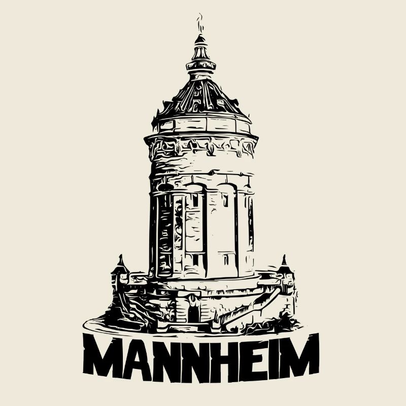 Mannheimer Wasserturm Mannheim schwarz