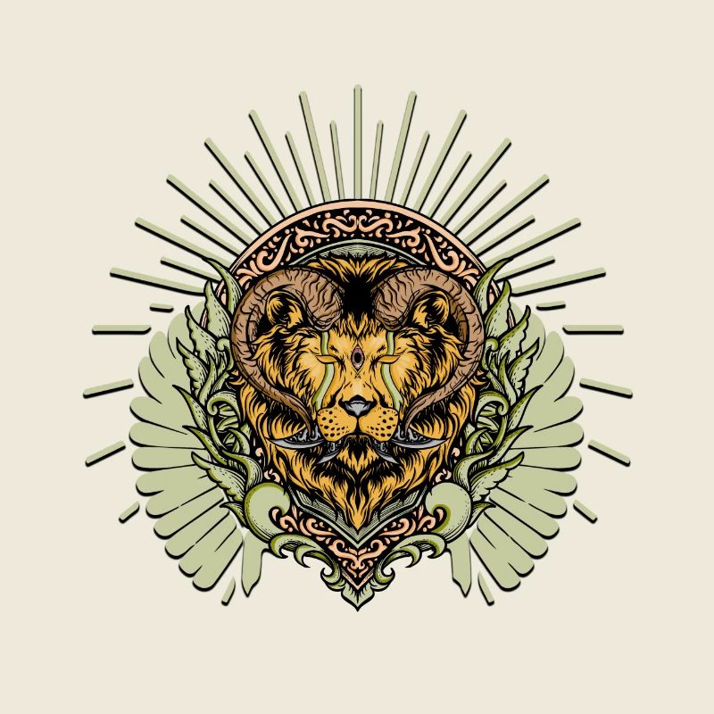 Impressive horned lion