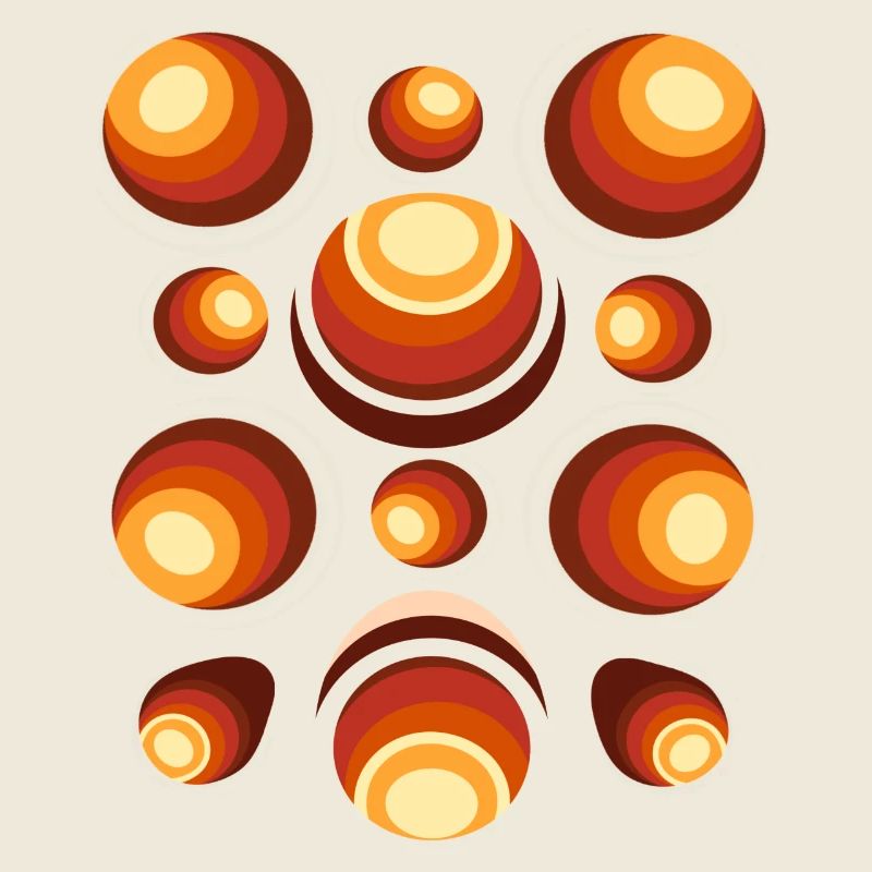 Retro ball 70s pattern orange brown
