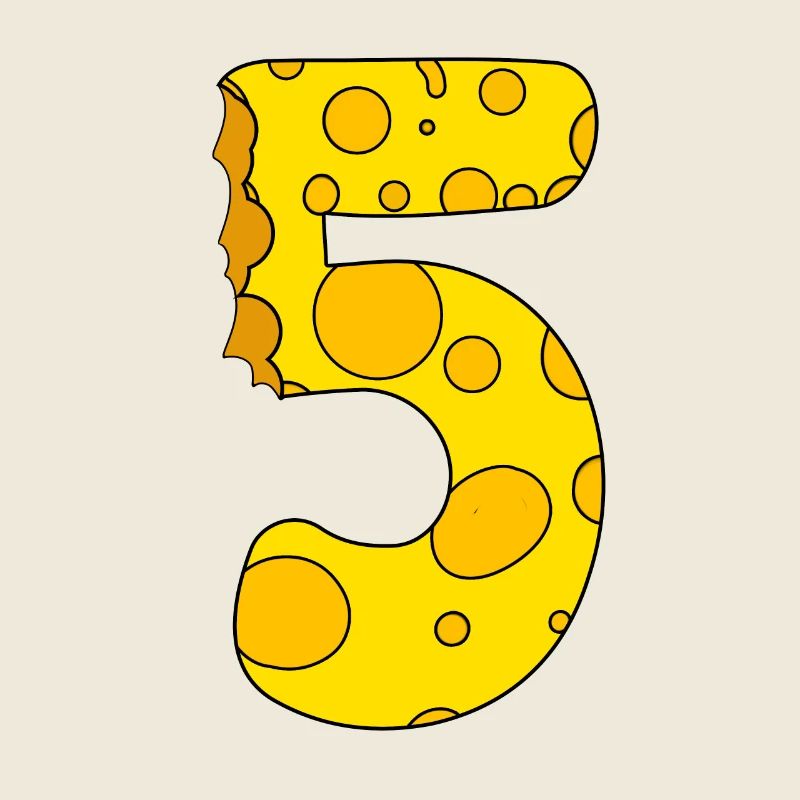 Zahl 5 Ziffer Käse