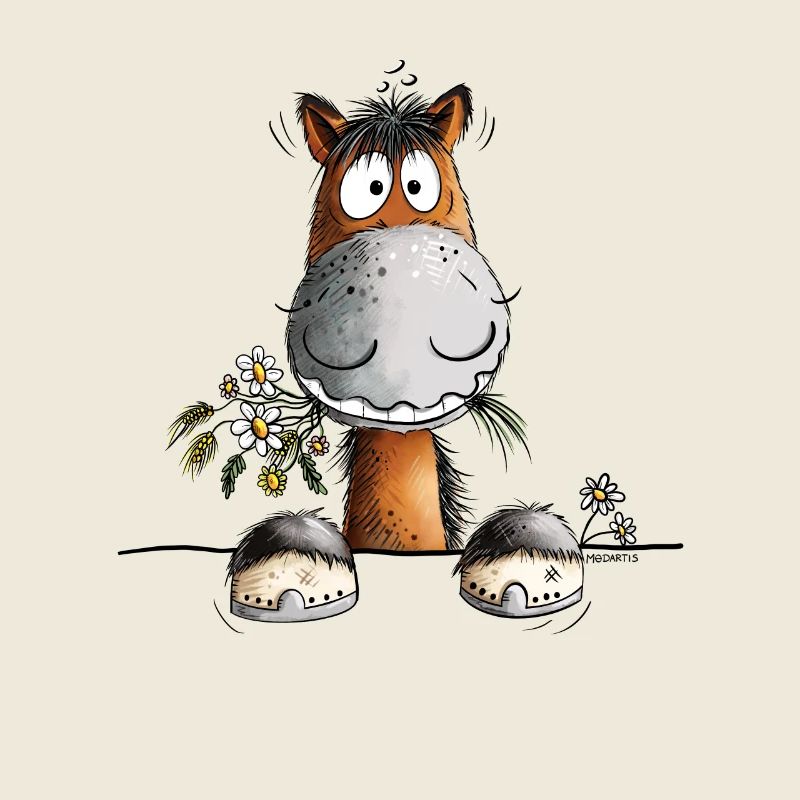 Happy Pferd Mit Blumen Geburtstag
