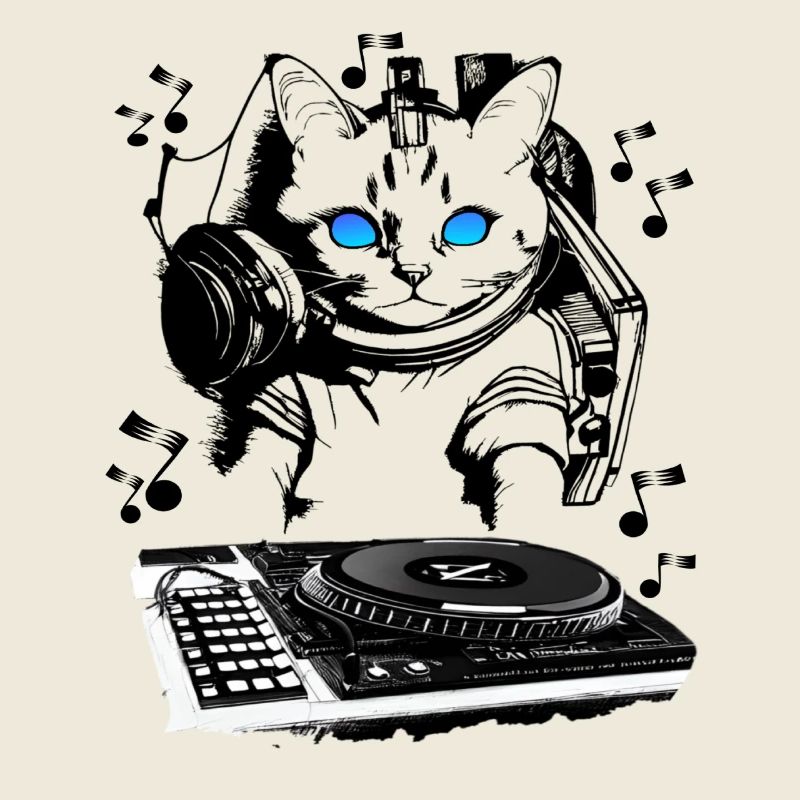 Katzen DJ mit Mischpult