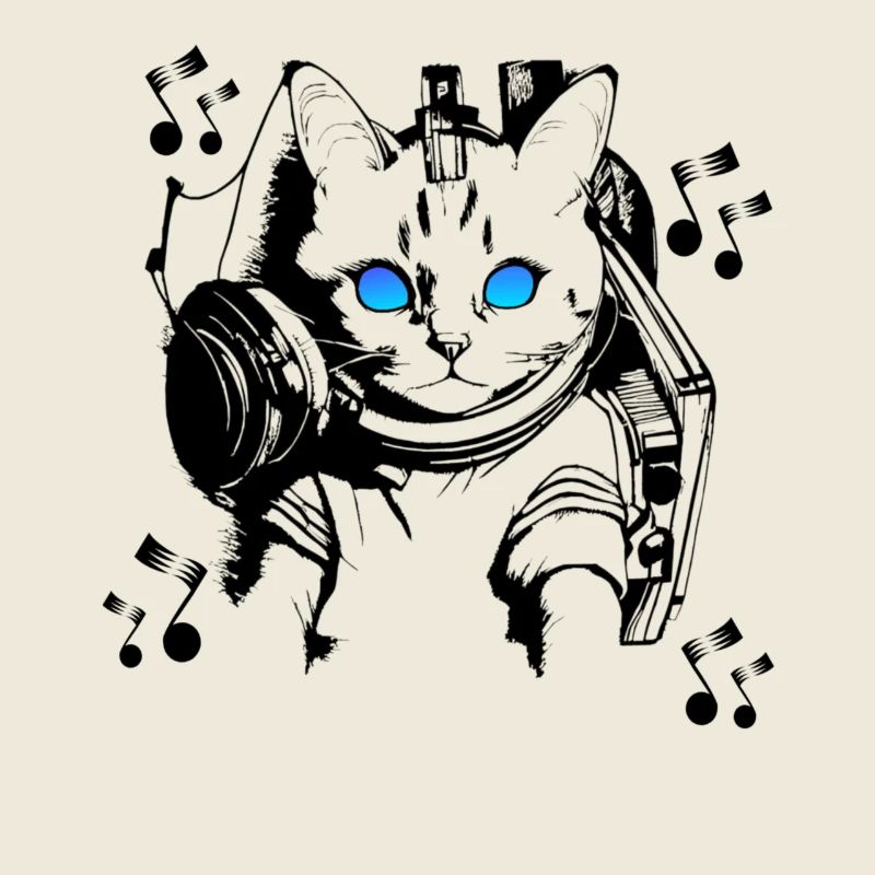 DJ Katze mit Kopfhörern