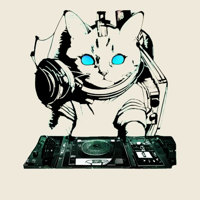 DJ Katze mit Mischpult