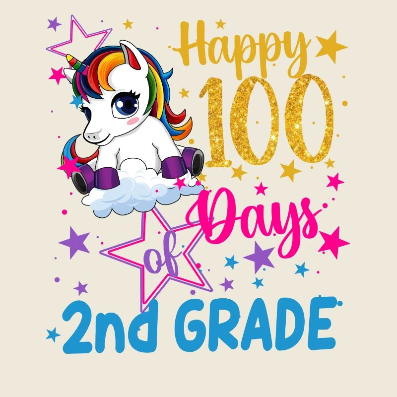 Licorne mignonne heureuse 100 jours de 2e année