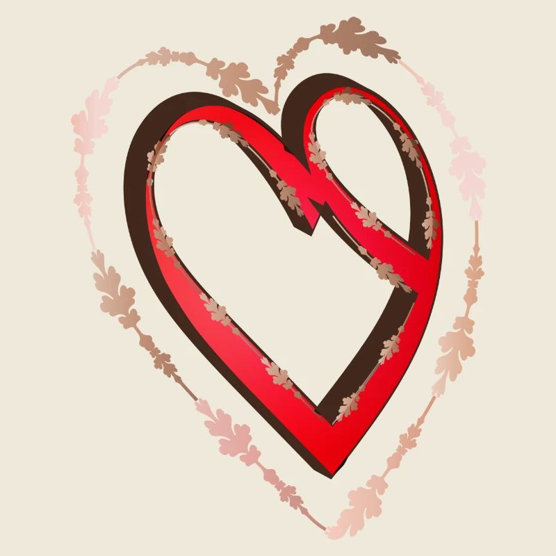 nostalgic red calligraphy heart