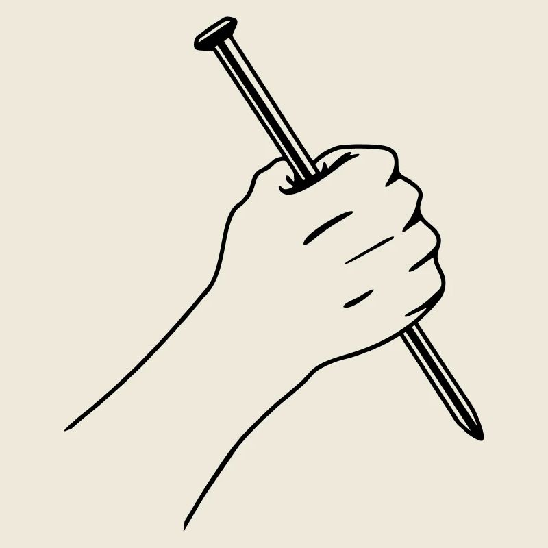 Großer Nagel in Faust