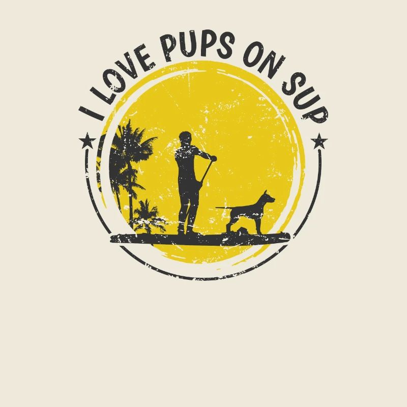 I Love Pups on SUP Stand up Paddle mit Hund