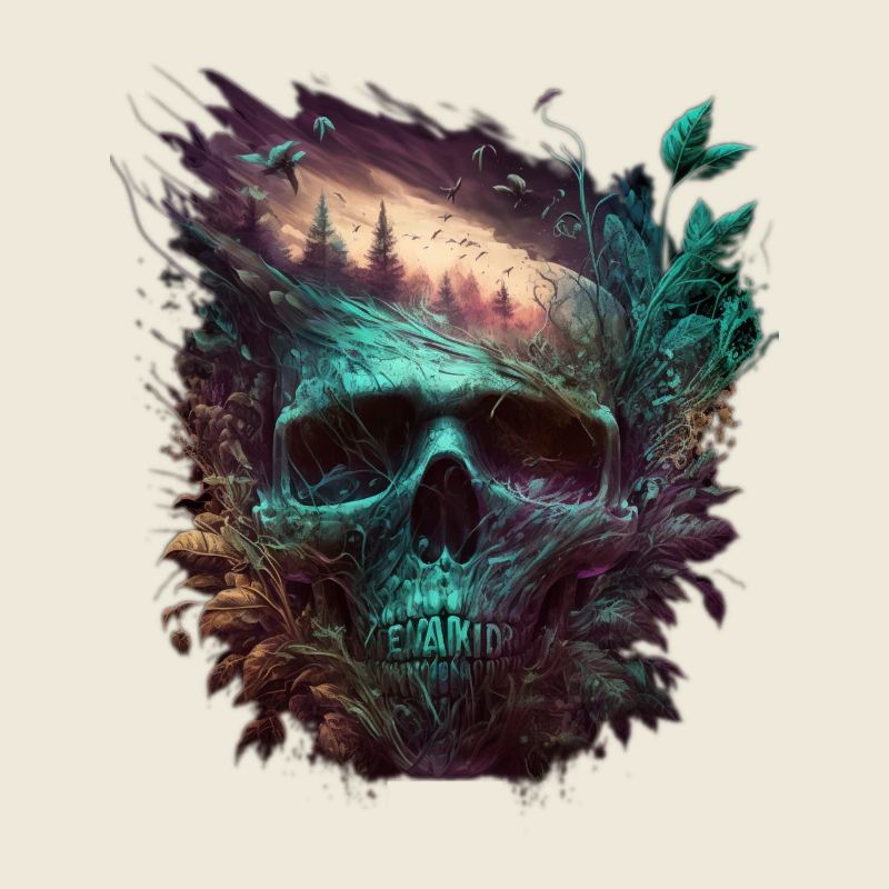 Neon Crâne Forêt Art