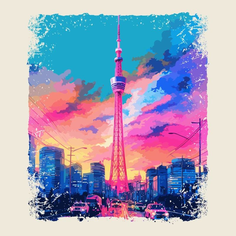 Ästhetischer japanischer Skytree Tokyo Vaporwave Sight