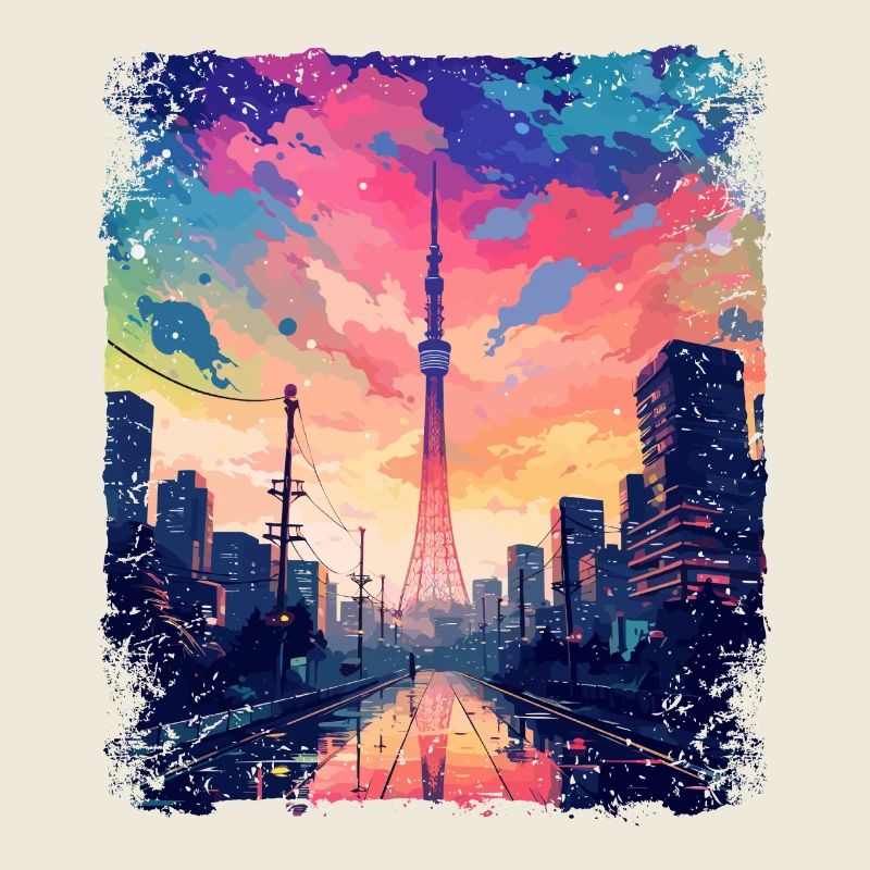 Vaporwave Esthétique japonaise Skytree Tokyo Sight