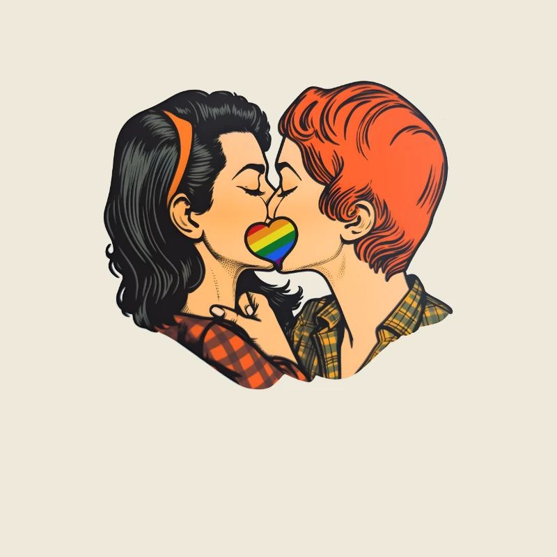 Loving couple with rainbow heart