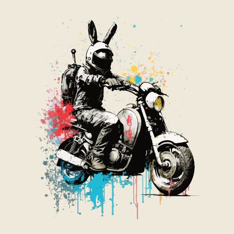 Graffiti Hase auf Motorroller Motorrad