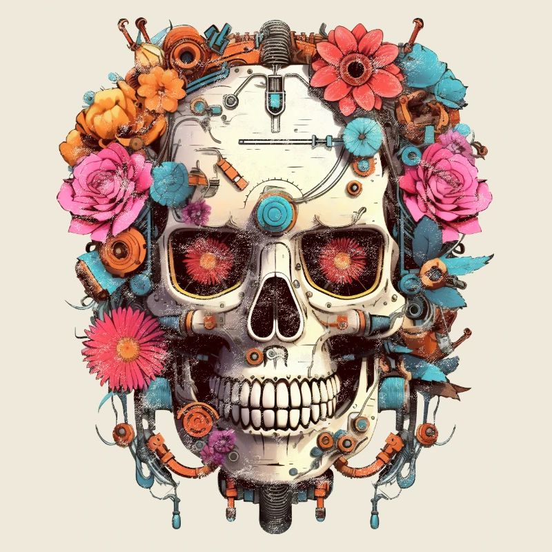 Cyborg Totenkopf Roboter Androide Sugar Skull