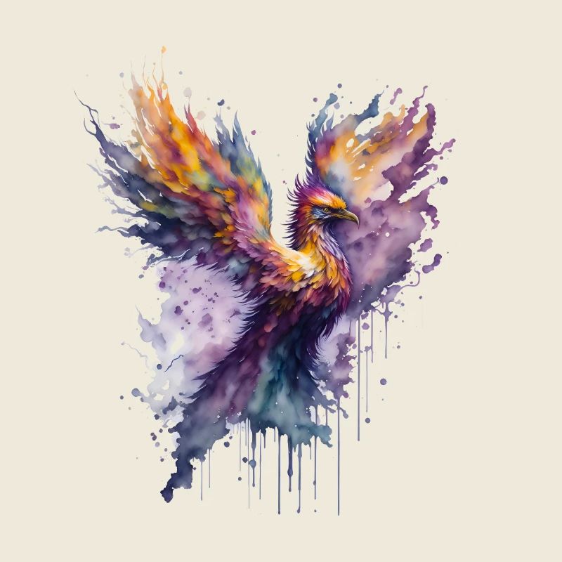 Mystical Fire: Watercolor Phoenix Bird