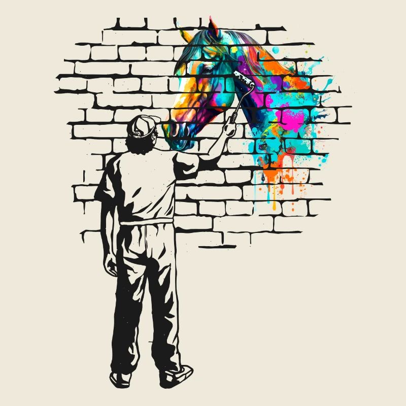 Pferd Backsteinmauer Bemalung