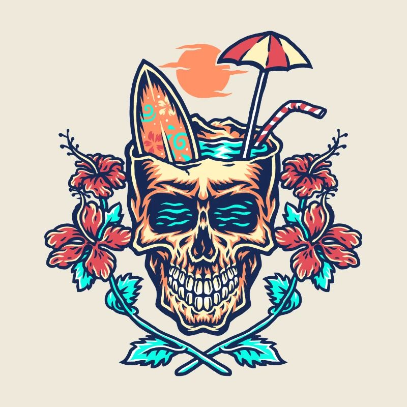 Skull summer beach