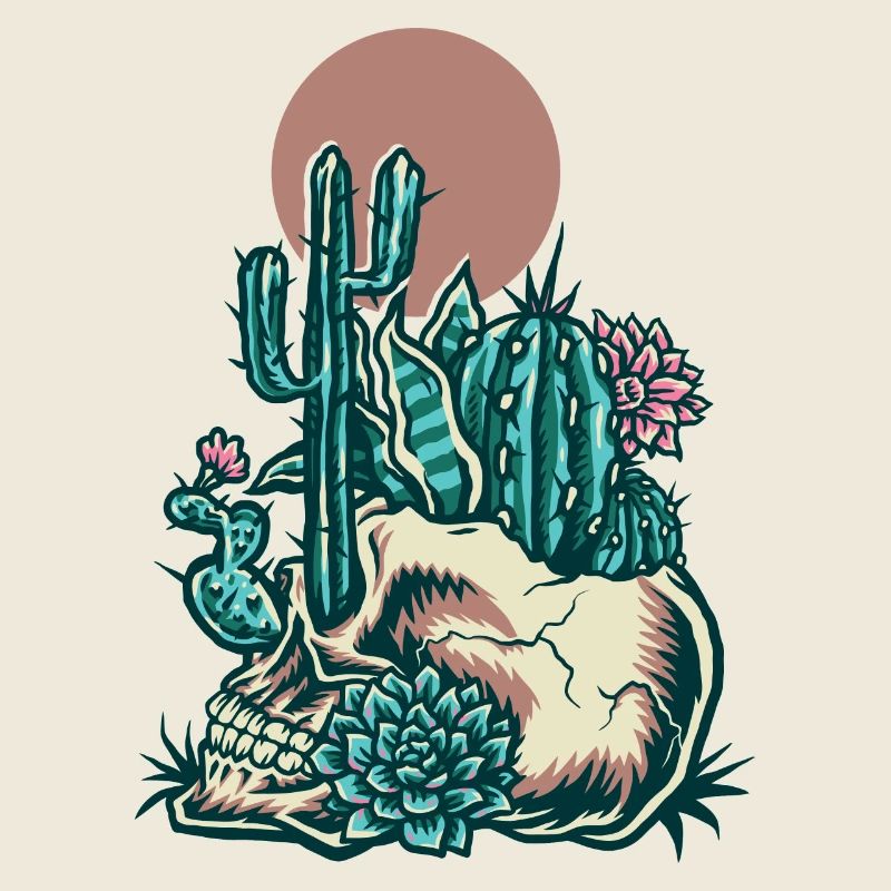 Skull with cactus
