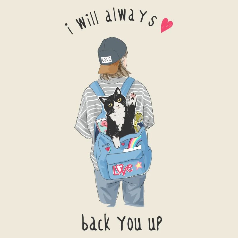 Typografie-Slogan mit Mädchen, das Katze trägt