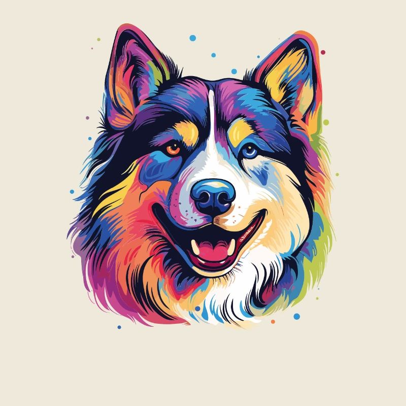 Alaskan Malamute Hund Bunt Bemalt