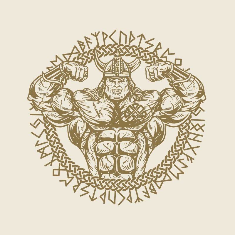 Conception musclée de musculation viking avec des runes
