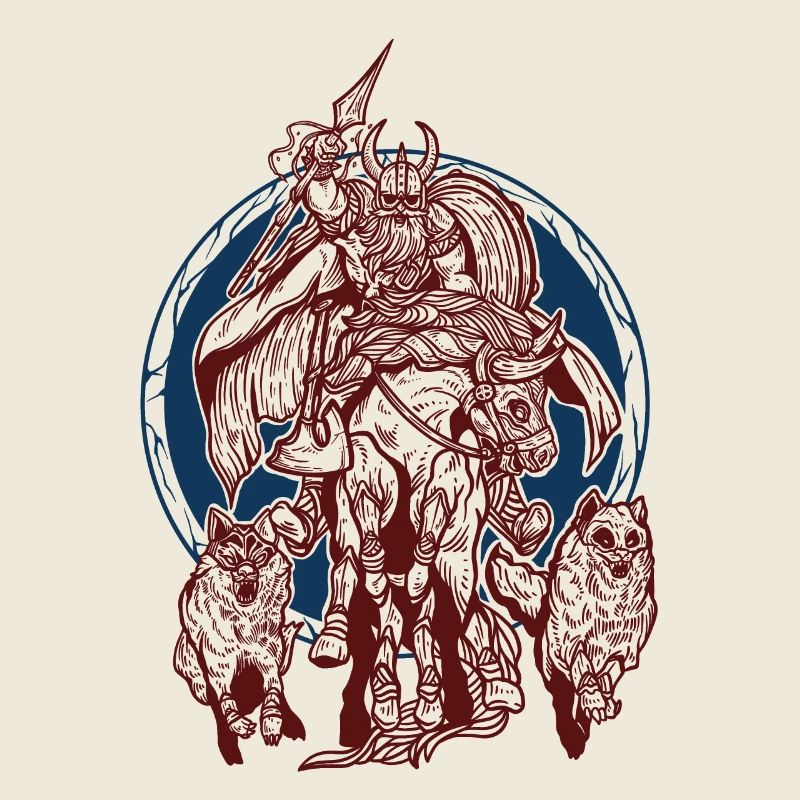 Wikinger Odin mit Sleipnir & Gungnir Design