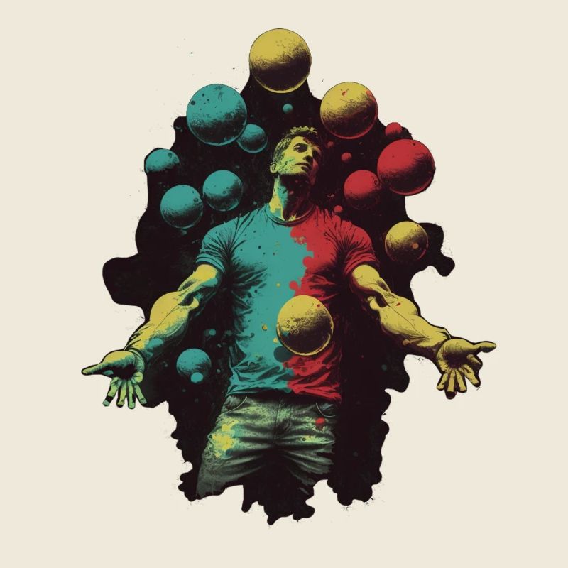 Mann jongliert mit Bällen