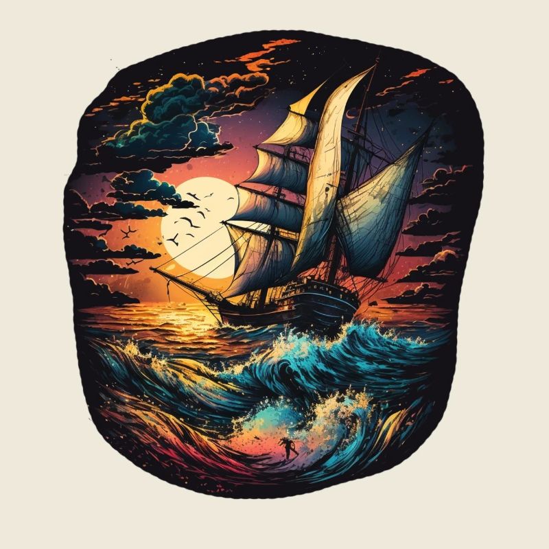 Sailing ship on rough seas