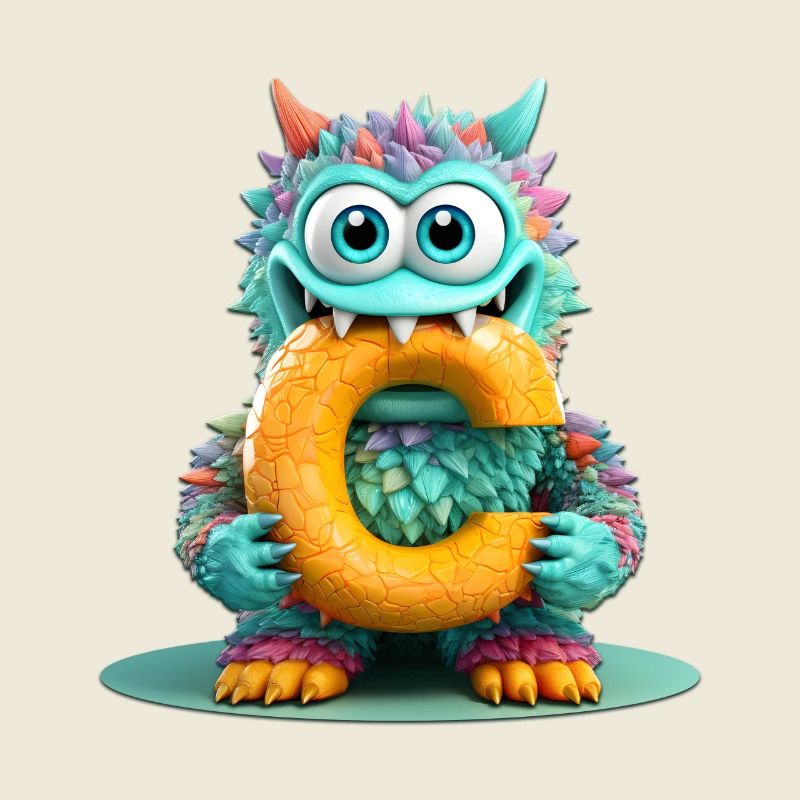Bunter Monster mit Buchstabe C