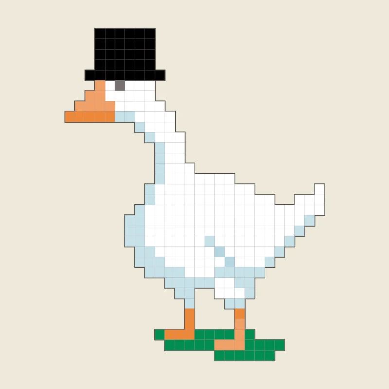 Canard avec haut-de-forme pixélisé