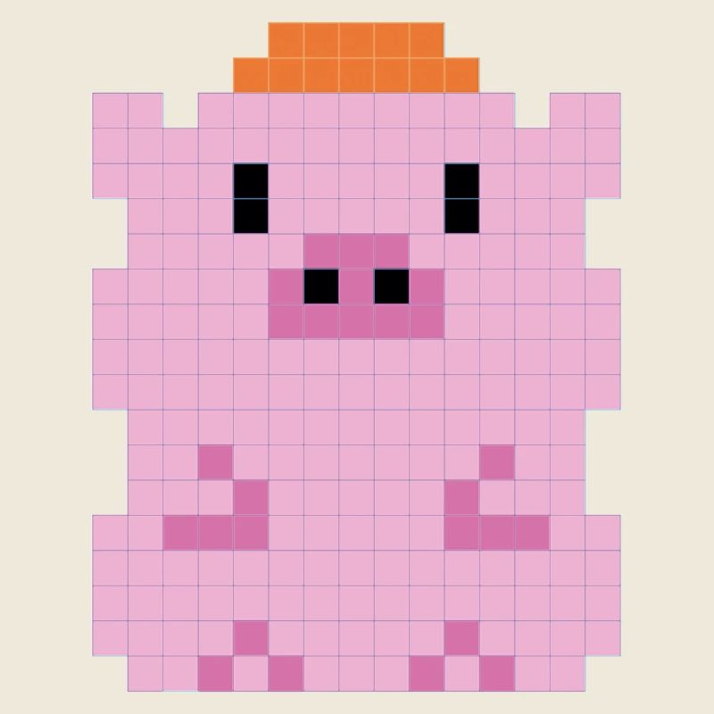 Un petit cochon avec un capuchon pixélisé