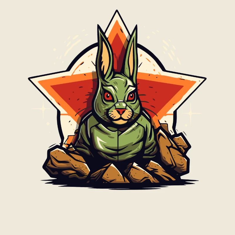 Some rocks and a green star hare